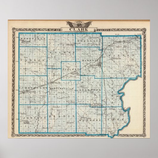 Kaart van Clark County Poster (Voorkant)