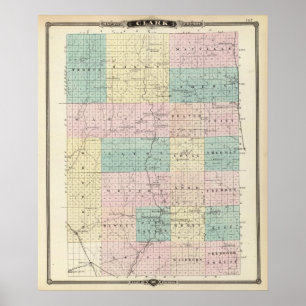 Kaart van Clark County, staat Wisconsin Poster