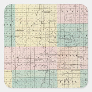 Kaart van Clark County, staat Wisconsin Vierkante Sticker