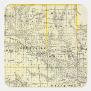 Kaart van Clay County, Flora en Louisville Vierkante Sticker