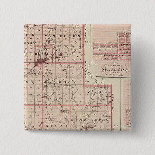 Kaart van Clay County met Staunton, Harmony Vierkante Button 5,1 Cm