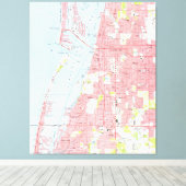  kaart van Clearwater Florida (1974) Canvas Afdruk (Insitu (Houten vloer))