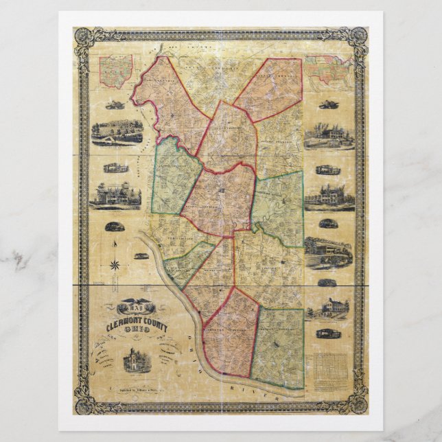 Kaart van Clermont County Ohio (1857) (Voorkant)