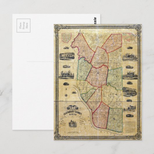 Kaart van Clermont County Ohio (1857) (Voorkant / Achterkant)
