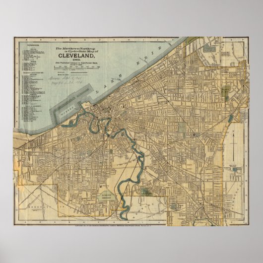  kaart van Cleveland OH (1894) Poster (Voorkant)
