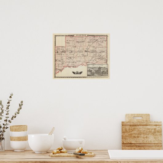 Kaart van Clinton County Poster (Keuken)