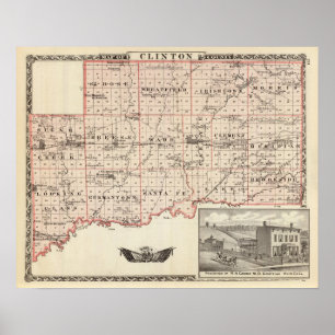 Kaart van Clinton County Poster
