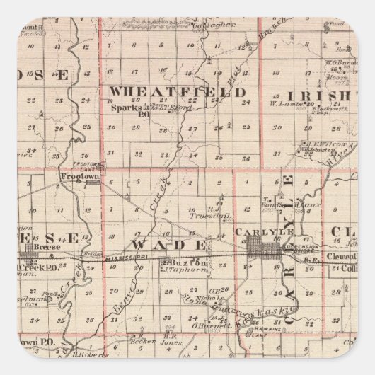 Kaart van Clinton County Vierkante Sticker (Voorkant)