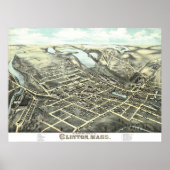 Kaart van Clinton, Massachusetts uit 1876 Poster (Voorkant)