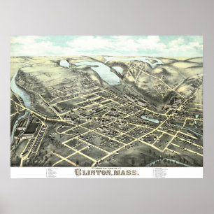 Kaart van Clinton, Massachusetts uit 1876 Poster