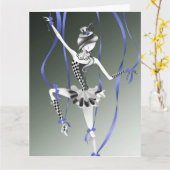 Kaart van Clown Puppet Blue Ribbons Greetings (Gele Bloem)