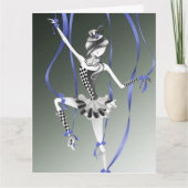 Kaart van Clown Puppet Blue Ribbons Greetings (Voorkant)