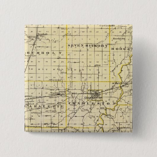 Kaart van Coles County Vierkante Button 5,1 Cm (Voorkant)