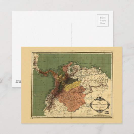 Kaart van Colombia (1886) (Voorkant / Achterkant)