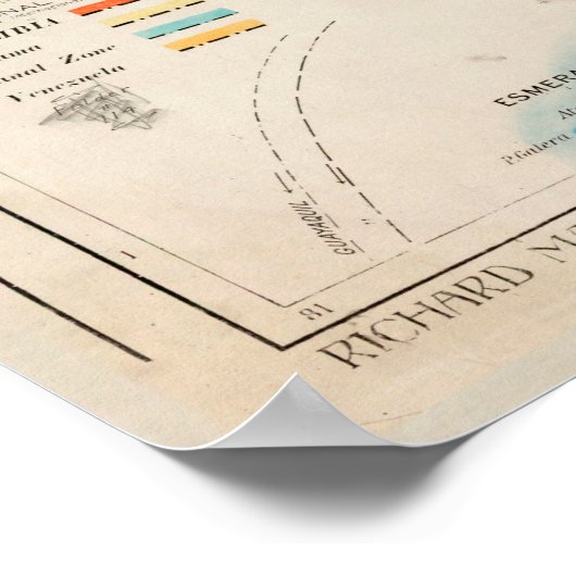 kaart van Colombia (1919) Poster (Hoek)