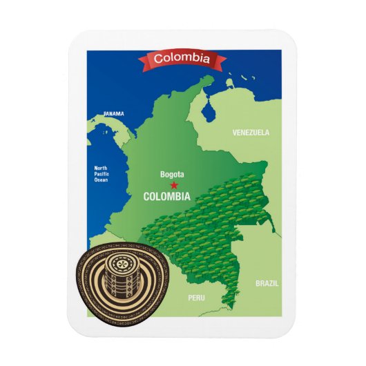 Kaart van Colombia Magneet (Verticaal)