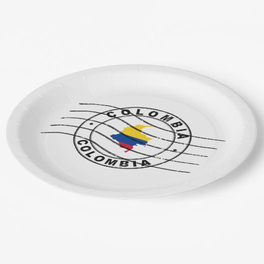 Kaart van Colombia, poststempel Papieren Bordje (Gekanteld)