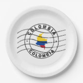 Kaart van Colombia, poststempel Papieren Bordje (Voorkant)