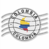 Kaart van Colombia, poststempel Sticker (Voorkant)