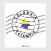 Kaart van Colombia, poststempel Sticker (Vel)