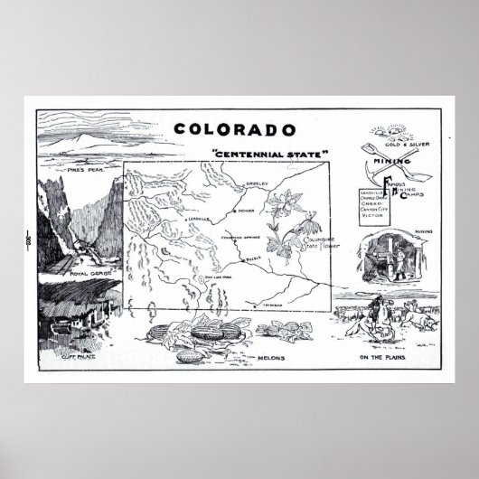 kaart van Colorado (1912) Poster (Voorkant)