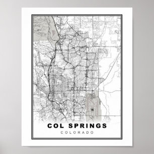 Kaart van Colorado Springs Poster