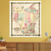 Kaart van Colton Township van Wisconsin (1851) Canvas Afdruk (Insitu (Woonkamer))