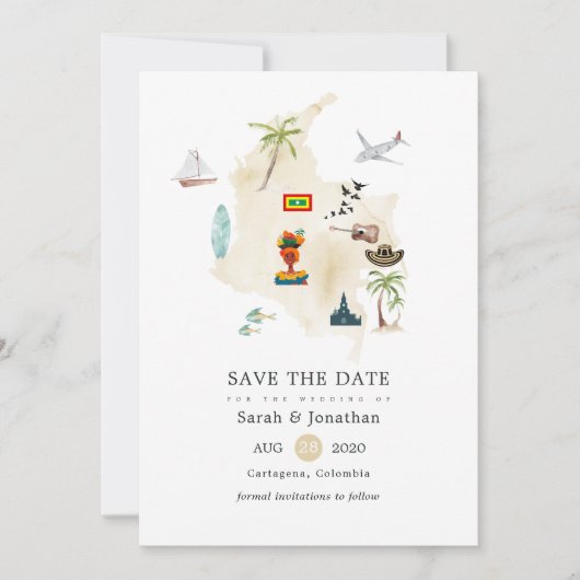 Kaart van Columbia Cartagena Destination Wedding (Voorkant)