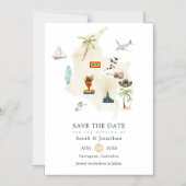 Kaart van Columbia Cartagena Destination Wedding Magnetische Uitnodiging (Voorkant)