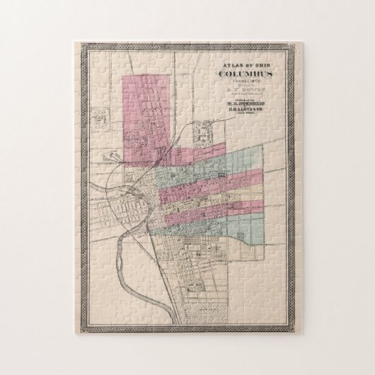  kaart van Columbus Ohio (1868) Legpuzzel (Verticaal)