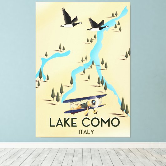 Kaart van Como Italië Canvas Afdruk (Insitu (Houten vloer))