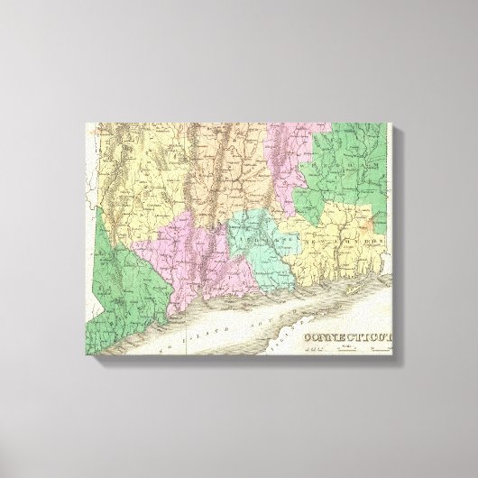  kaart van Connecticut (1827) Canvas Afdruk (Voorkant)