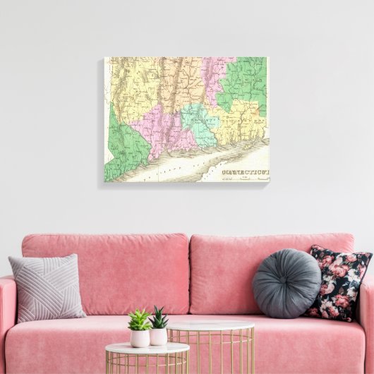  kaart van Connecticut (1827) Canvas Afdruk (Insitu (Woonkamer))