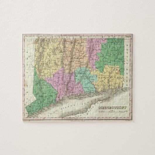  kaart van Connecticut (1827) Legpuzzel (Horizontaal)