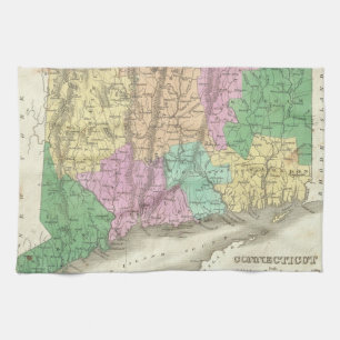  kaart van Connecticut (1827) Theedoek