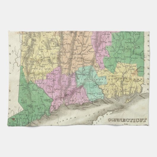  kaart van Connecticut (1827) Theedoek (Horizontaal)