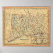  kaart van Connecticut (1846) Poster (Voorkant)