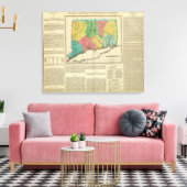 Kaart van Connecticut Canvas Afdruk (Insitu (Woonkamer))