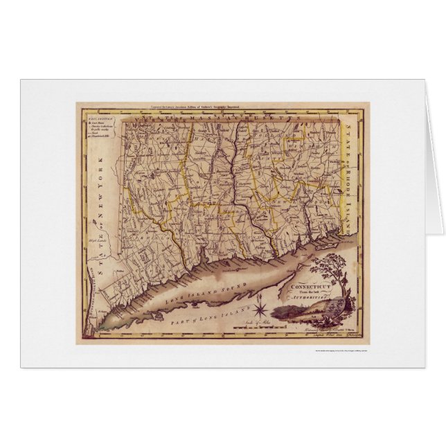 Kaart van Connecticut per loopbaan 1795 (Voorkant Horizontaal)