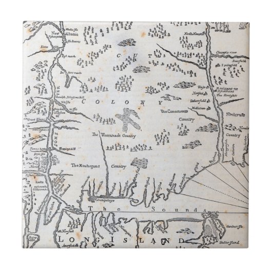  kaart van Connecticut Tegeltje (Voorkant)