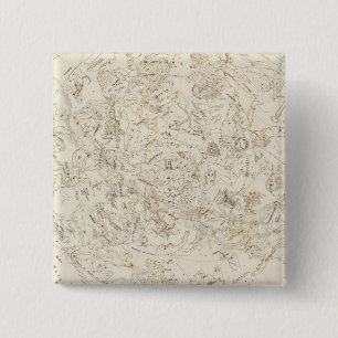 Kaart van constellaties vierkante button 5,1 cm