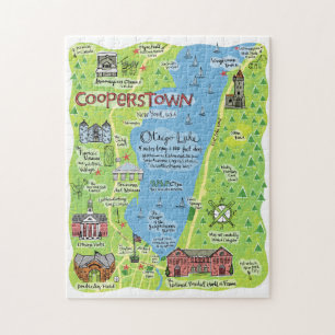Kaart van Cooperstown, Jigzaag Puzzle Legpuzzel