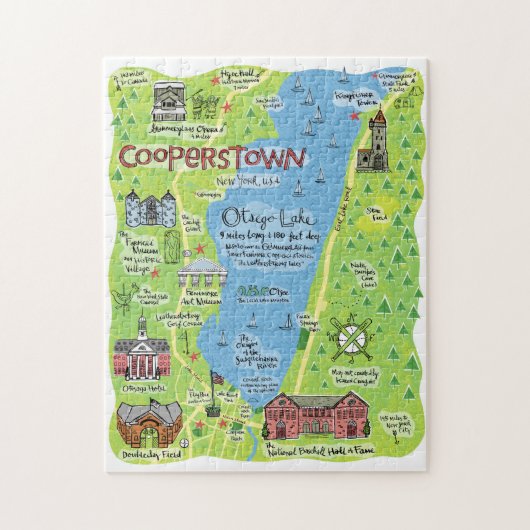 Kaart van Cooperstown, New York, Puzzle Legpuzzel (Verticaal)