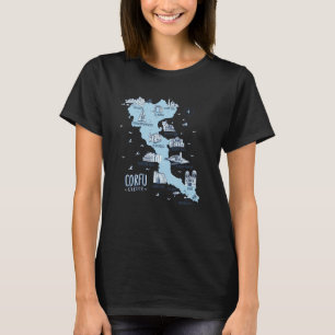 Kaart van Corfu Griekenland T-shirt