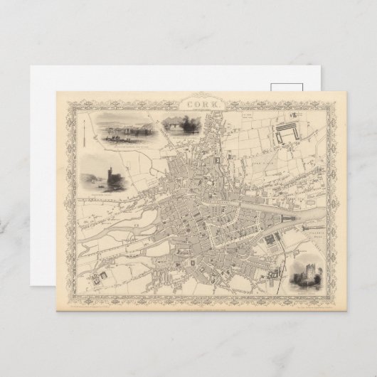 Kaart van Cork, Ierland (Voorkant / Achterkant)