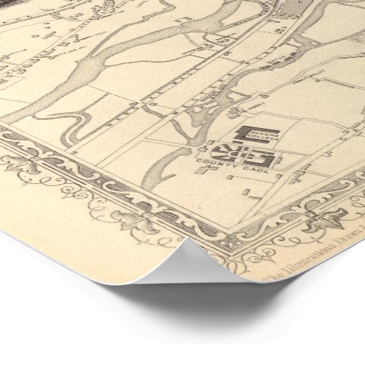 Kaart van Cork, Ierland Poster (Hoek)