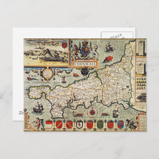 Kaart van Cornwall (Voorkant / Achterkant)