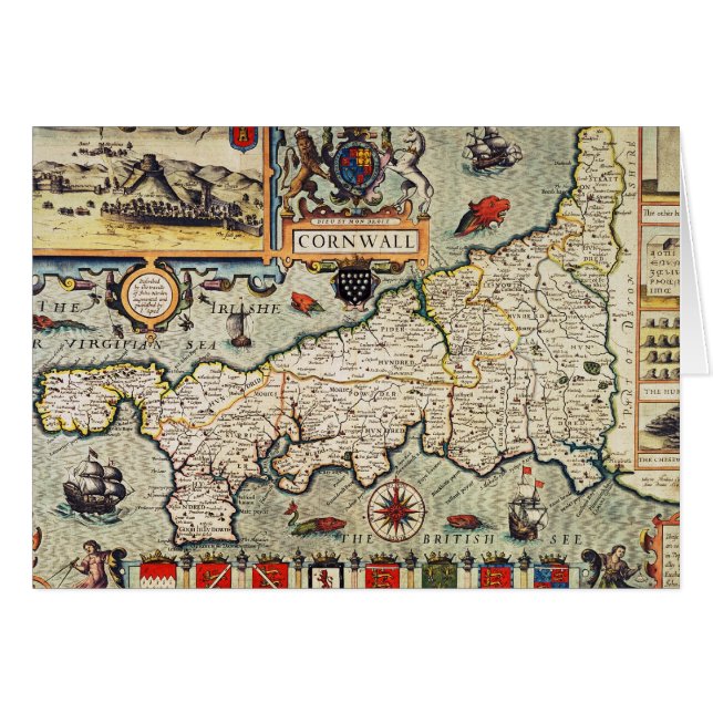 Kaart van Cornwall (Voorkant Horizontaal)