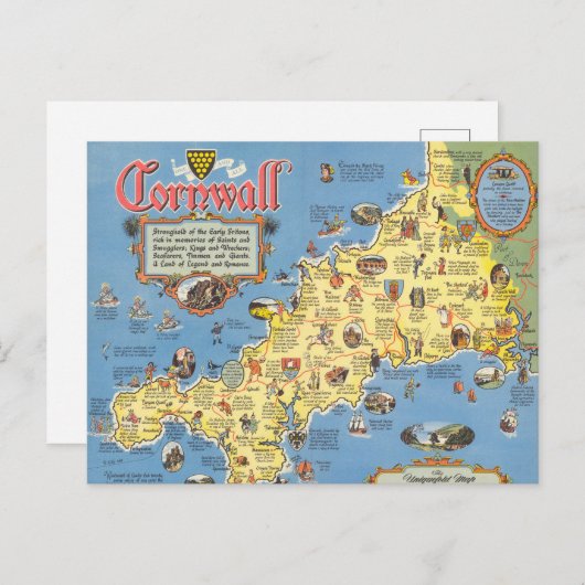Kaart van Cornwall, Engeland (Voorkant / Achterkant)