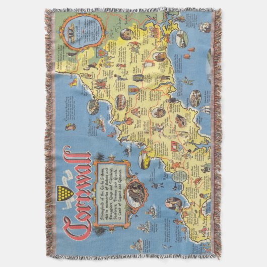 Kaart van Cornwall, Engeland Deken (Voorkant Verticaal)